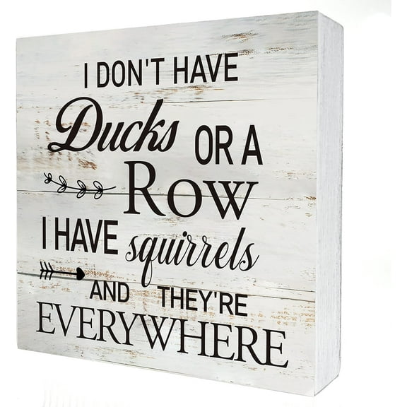 Wooden Box 5x5 Inch Funny Office Quote I Don't Have Ducks Or A Row Wooden Box Sign Desk Decor Rustic Humorous Wood Block Plaque Box Sign For Home Living Room Shelf Table Decoration