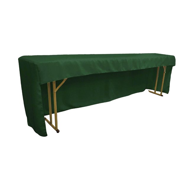 LA Linen Open Back Polyester Poplin Fitted tablecloth for Classroom Tables 96"L x 18"W x 30"H, Hunter Green