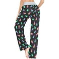 thumbnail image 4 of FREEAMG Womens Gilrs Stylish Pattren Comfy Drawstring Lounge Pajama Pants Wide Leg Sleepwear Bottom, 4 of 6