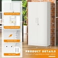 thumbnail image 4 of SOLAURA 71" H Metal Storage Cabinet, 32" W x 16" D Locking Metal Garage Storage Cabinet with Doors and 4 Adjustable Shelves, Lockable Cabinets for Home Office, Garage, Shop (White), 4 of 7