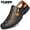 Black, variant on Men's Brown Handmade Cowhide Sandals, Durable Two-Layer Rubber Sole, Stitched Glue-Free Slip-On Shoes for Summer, Outdoor, and Casual Wear