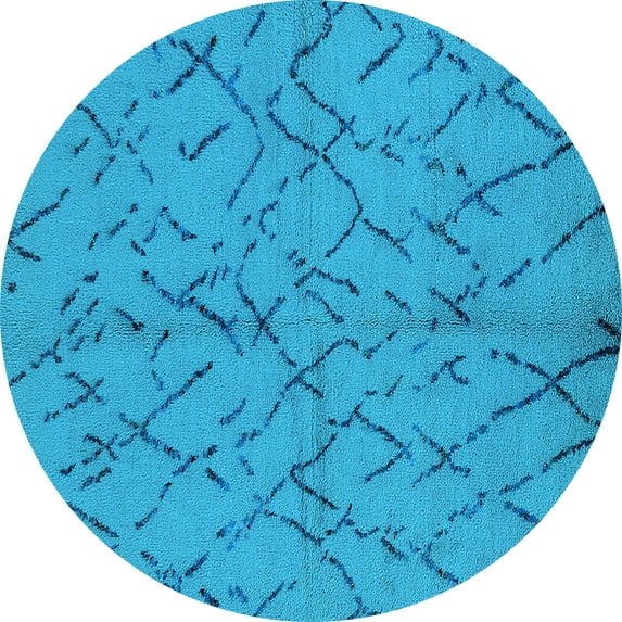 Ahgly Company Indoor Round Oriental Light Blue Industrial Area Rugs, 5' Round