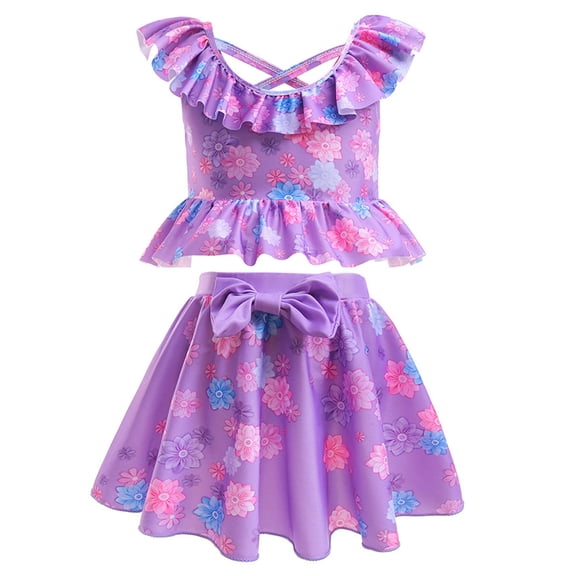 Girls Two Piece Swimsuit Off Shoulder Ruffle Bikini Bathing Suit Princess Swimwear