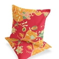 thumbnail image 4 of Set of Two 16" X 16" Green and Red Blown Seam Floral Indoor Outdoor Throw Pillow, 4 of 5