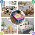 thumbnail image 5 of Colorful Rainbow Tie Dye Spiral Pattern Rectangle Tablecloth 60"x102",Waterproof Polyester Rectangle Table Cloth, Wipeable Spillproof Polyester Tablecloth for Dining, Camping, Indoor and Outdoor, 5 of 6
