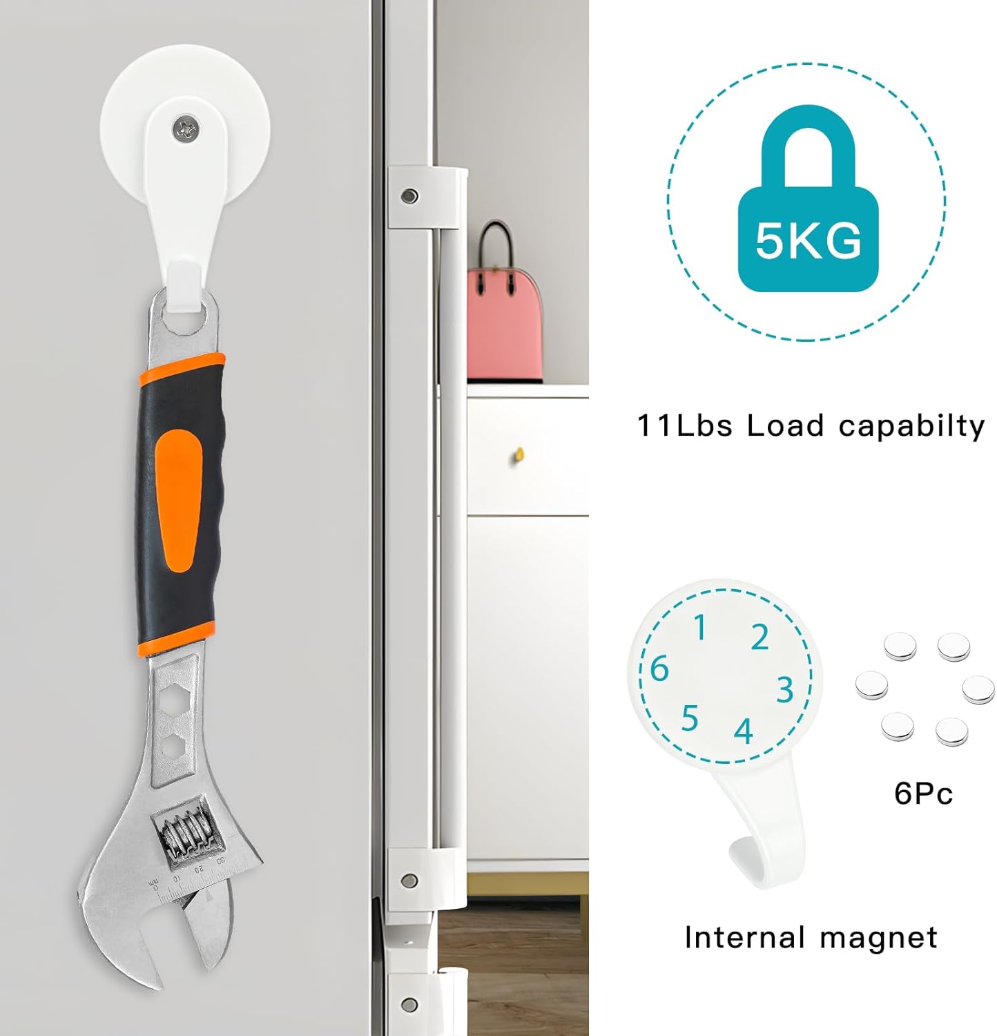 Magnetic Wreath Hanger, 2 Pack Heavy Duty Magnets with Hook for Refrigerator, Christmas Decoration Magnetic Hooks for Metal Front Door, Cruise Hook Hanger for Hanging Cabins Grill Coat