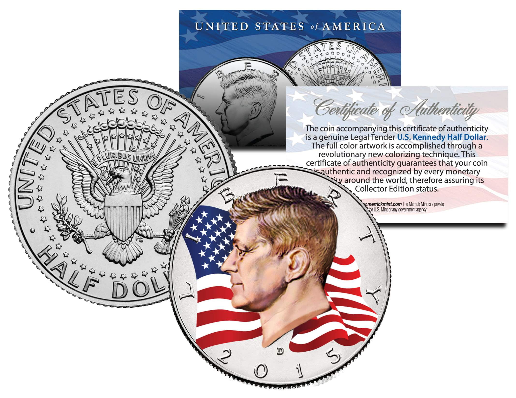 BLUE JAY BIRD JFK Kennedy Half Dollar US Colorized Coin 