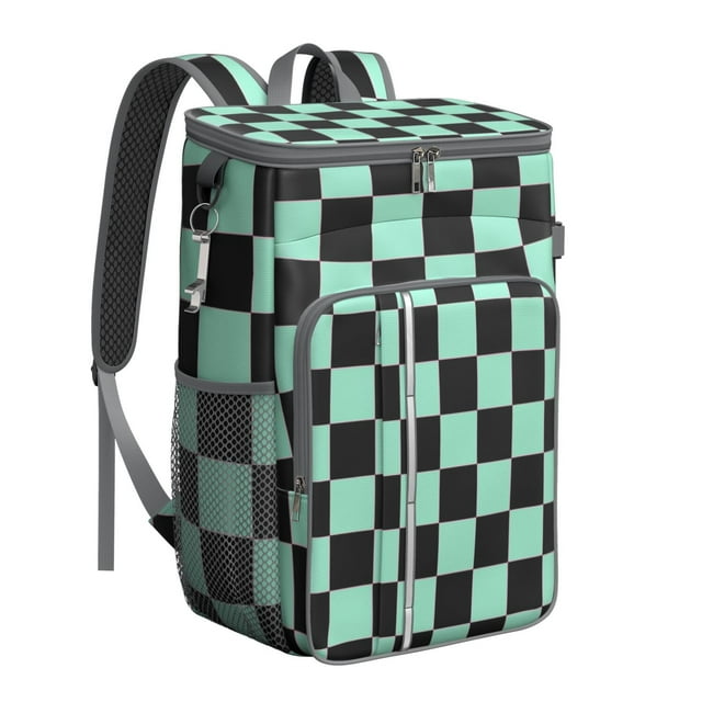 Vintage Checkered Cooler Backpack - 20L Insulated Soft Cooler Bag with Long-Lasting Cold Retention for Camping