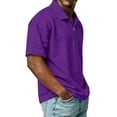 thumbnail image 4 of Polo Shirts for Men Casual Quarter-Zip Solid Color Beach Shirt Lightweight Short Sleeve T Shirt Fashion Work Collared Pullover OIOLOYJM Purple XL, 4 of 9