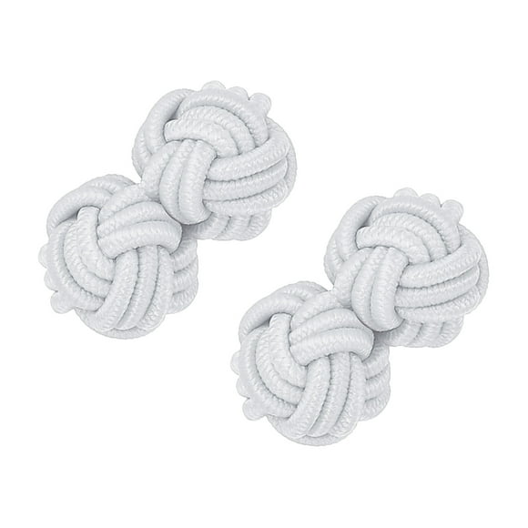 Gemelos de nudo de seda Uxcell, gemelos de tela elástica para camisas, accesorios de vestido de nudo retorcido para hombres, mujeres, negocios, regalo, boda, blanco