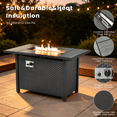 thumbnail image 4 of ODELIO 5 Piece Outdoor Patio Furniture Set High Back Wicker Rattan Sectional Conversation Set with 42" Fire Pit Table and Swivel Chairs for Backyard, Beige, 4 of 12