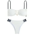 thumbnail image 2 of Tqyyweavej Women's Spaghetti Strap Bikini Sets U Wire Square Neck Adjustable Strap Bikini Tops and Pleated Solid Color Cutout Swim Bottoms S-XL, 2 of 9