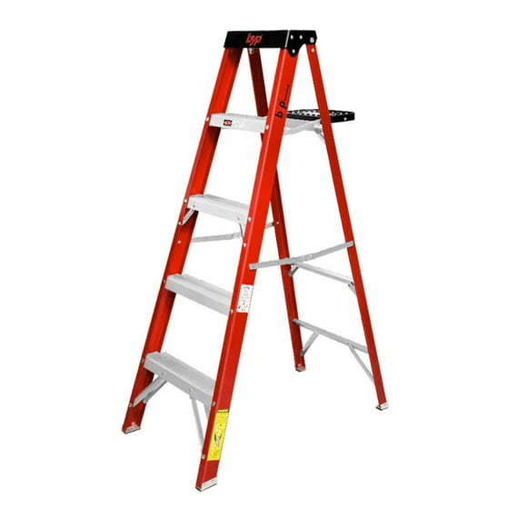 Escalera De Fibra De Vidrio Tipo II 4 Escalones rojo 152cm