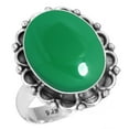 thumbnail image 1 of 925 Sterling Silver Ring For Women - Men Natural Green Onyx Gemstone Silver Ring Size 6.5 May Birthstone Boho Silver Ring Size 6.5 Thanksgiving Gift For Wife 925 Silver Gemstone Jewelry, 1 of 5