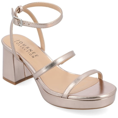 

Journee Collection Womens Samilee Metallic Vegan Leather Platform Sandals