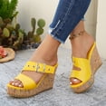 thumbnail image 3 of Platform Sandals for Women Cork Wedges Backless High Heels Open Toe 2026 Summer Fashion Buckle Strap Slip on Slides Yellow Size 6.5, 3 of 6