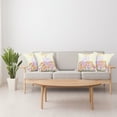 thumbnail image 4 of Ambesonne Birthday Throw Pillow Cover 4 Pack, Happy Cat Bird Flowers, 24", Pale Yellow Lilac Orange, 4 of 7