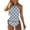 Abstract Blue Leaves Floral Rhombuses, variant on Cute Cats Tankini Swimsuit 2 Piece Women Tummy Control Halter Swimwear Soft Ruched Bathing Suits with Bikini Briefs