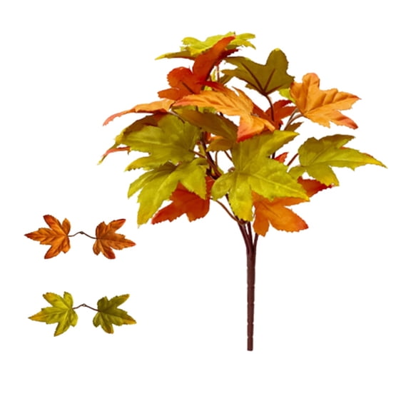 MZXELPRJD Artificial Maple Leaves Branches 12.9in Fake Fall Leaves Stems Plants Outdoor Greenery for Home Farmhouse Thanksgiving Table Centerpiece Fireplace Halloween Décor Orange