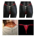 thumbnail image 2 of YIGSECU T Back Low Rise Underwear Panties Rhinstones Thongs G String Women Body Chain, 2 of 8