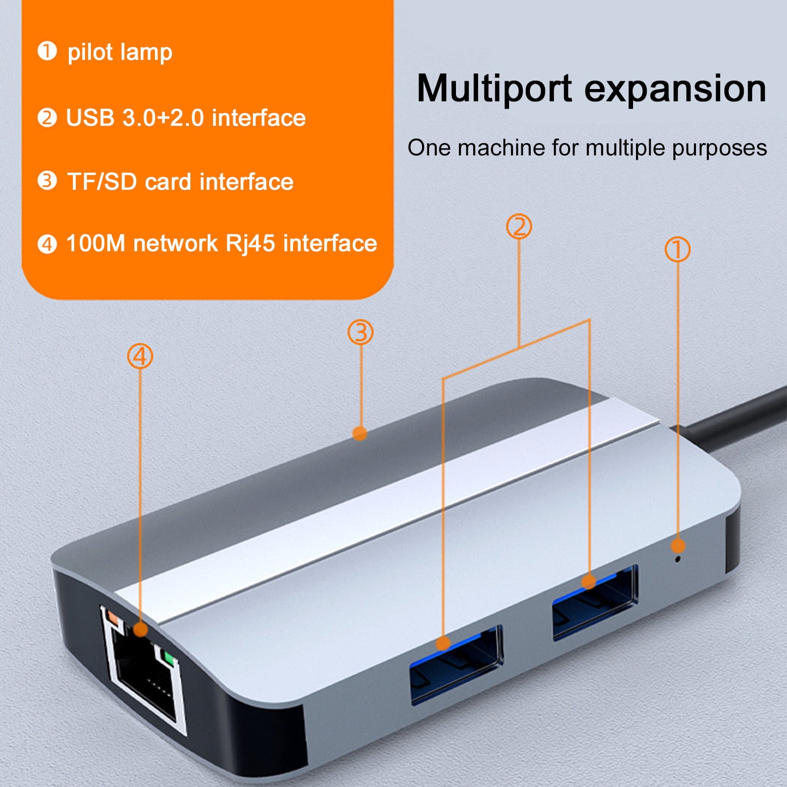 USB C Hub, 5-in-1 USB C Hub Multiport Adapter, Up To 5Gbps Transmission Speed, Support SD/TF Read and Write, Compatible with MacBook Series, Chromebook, Zenbook etc Type C Devices