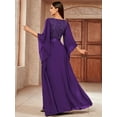 thumbnail image 3 of Miusol Women's Deep-V Neck Lace Contrast Sequin 3/4 Sleeve Formal Evening Maxi Dress, 3 of 3
