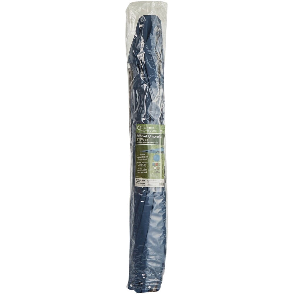 Outdoor Expressions 9 Ft. Aluminum Tilt/Crank Heather Blue Patio Umbrella 819594