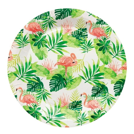 9 1/4" Flamingo Party Round Disposable Paper Dinner Plates - 8 Count