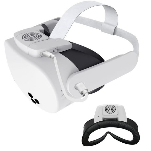 VR Glasses Cooling Fan for Meta Quest 3S Three-speed Adjustable With Charging Display Light VR Radiator-White