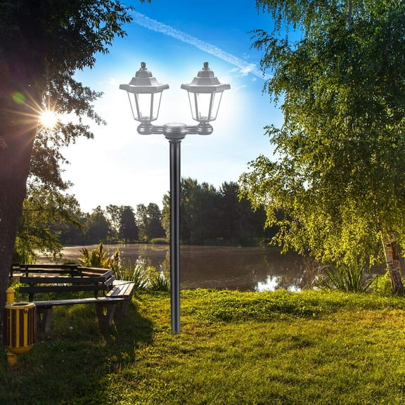 Bilqis Outdoor Post Lights, Wall Lamp Outdoor, Solar Post Lights, Outdoor Lamp, Decorative Floor Lamp Vintage for Patio, Garden, Backyard, Front/Back Door, Two Post Headlights Solar Floor Lamps