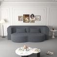 thumbnail image 2 of Newboti Modern Floor Sofa with 2 Pillows,Convertible Teddy Fabric Foam-Filled Sleeper Sofa Bed,15" Full Size Folding Mattress for Living Room,Guest Bed,Playroom,no assembly required,Grey BN.7396, 2 of 15