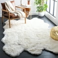 thumbnail image 2 of SAFAVIEH Sheep Skin Jeptha Solid Area Rug, Natural/White, 5' x 5' Square, 2 of 8