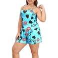 thumbnail image 2 of Kelon Ensembles de Pyjama pour Femmes Liquidation Pyjamas Mixtes pour Femmes Grande Taille Ensemble de Pyjamas Décontractés pour Femmes Plus Imprimé Cœur et Baisers Camisole à Col Rond et Shorts à Taille Élastique Ensemble Détente Deux Pièces, 2 of 7