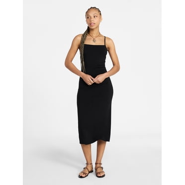 No Boundaries Sleeveless Square Neck Midi Dress, Women's & Women's Plus Sizes XXS-4X