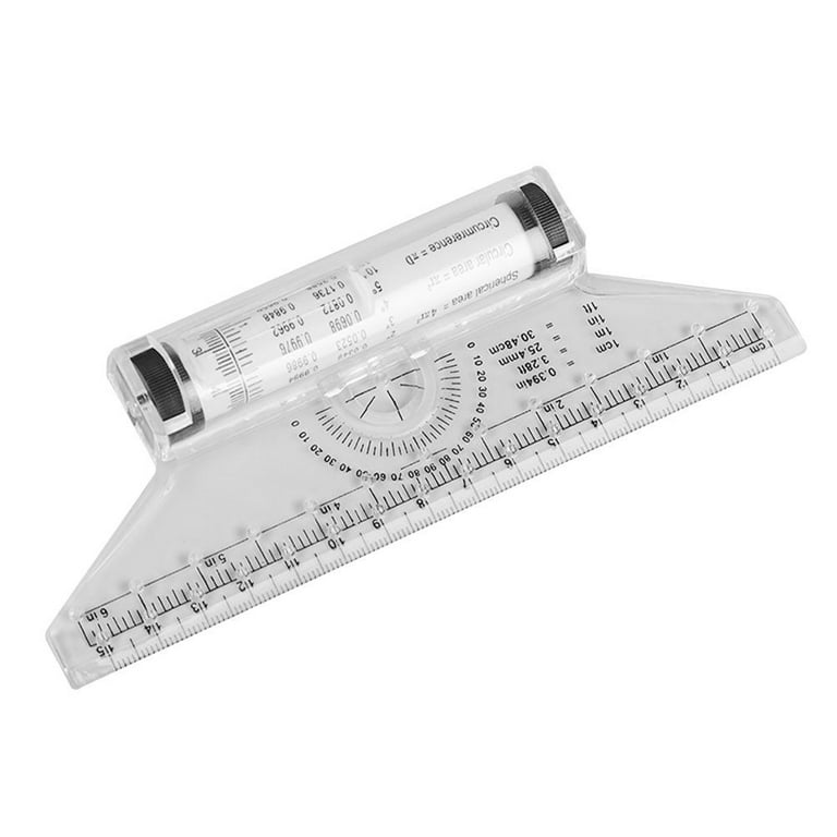 Multi-Purpose Rolling Ruler Plastic Measuring Rolling Ruler for Drawing Design, White