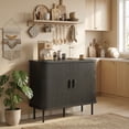 thumbnail image 2 of HOMCOM Buffet Bahut, Armoire de Rangement de Cuisine à Lattes, Noir, 2 of 10