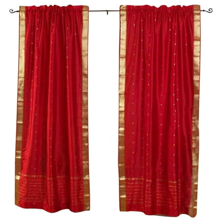 Fire Brick Rod Pocket Sheer Sari Curtain Drape Panel Piece