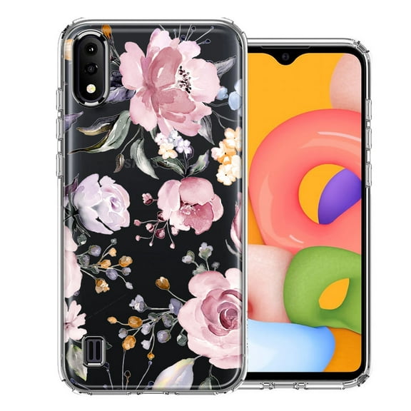 MUNDAZE Case For Samsung Galaxy A01 Soft Pastel Spring Floral Flowers Blush Lavender Phone Cover