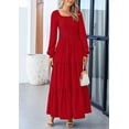 thumbnail image 6 of PRETTYGARDEN Women's Smocked Spring Maxi Dress Casual Fall Long Sleeve Square Neck Tiered A Line Flowy Dresses with Pockets, 6 of 10