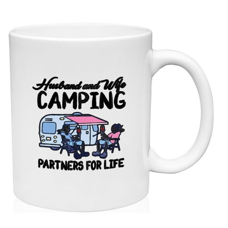 

Coffee Mug Husband Wife Camping Partners White Cup Funny Gift