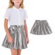 thumbnail image 2 of Faldas plisadas para niñas Color sólido Partido de baile brillante Falda de moda casual para niños Faldas de baile para niñas, 2 of 9