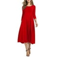 thumbnail image 1 of facefd Robe Femme Col Rond Costume Automne Manches Mi-Automne Grande Robe Évasée Rouge TTG, 1 of 6