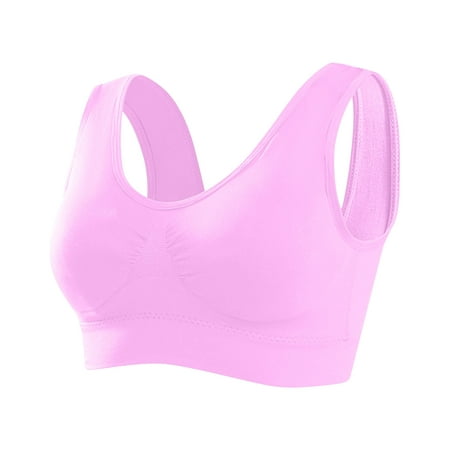 

Lovskoo Women Wireless Sports Bralette with Support Back Smoother Bras Lightly Lined Yoga Padding Removable Cup Comfort Brassiere Pink