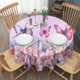 thumbnail image 3 of Pink Butterfly Flower Pattern Round Tablecloth 60"x60",Wrinkle Wipeable Table Cloth for Kitchen Dining Room Picnic Patio Party, 3 of 6