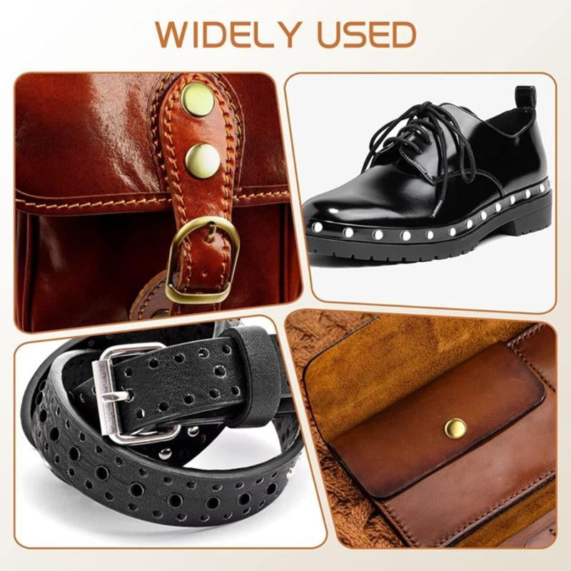 PatungKu 480 Set Leather Rivets 4 Color 3 Size with Hammer and 3 Setting Tool