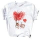 thumbnail image 1 of Camiseta holgada de manga corta con cuello redondo y estampado informal para el Día de San Valentín a la moda para mujer Pompotops hfajkhk124981, 1 of 5