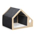 thumbnail image 4 of Pefilos 22" Pet House with Bowl for Small Animals Wooden Dog Houses Indoor Kennel with Mat Bunny Rabbit Hutch for Playing and Resting Cat House, Beige, 4 of 14