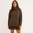 thumbnail image 4 of Women’s Turtleneck Sweater Mini Dress Set, Oversized Knit Top with Lace-Trim Slip Dress, Fall Winter 2-Piece Outfit, 4 of 8