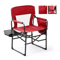 1 PCS Camping Chairs, Directors Chair, Camping Chair with Side Table & Carry Bag，Heavy Duty Camping Chairs for Adults, Portable Folding Camping Chair, Pocket for Beach, Fishing,Trip,Picnic,Red