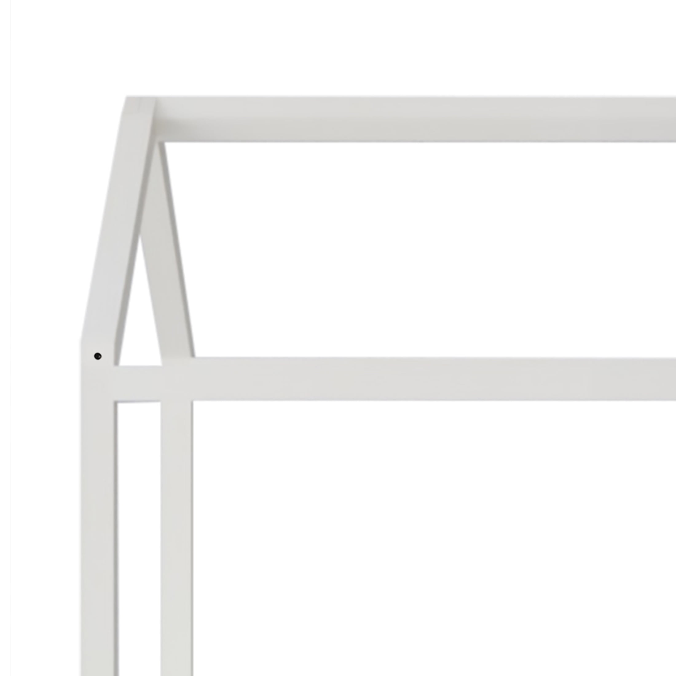 Castle Place Contemporary Wooden Canopy House Kid Twin Bed, Antique White
